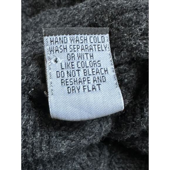 ALEXANDRA BARTLETT 100% Wool Turtleneck Sweater Poncho Top Dark Gray Charcoal - Picture 8 of 16